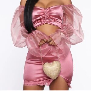 pink coquette skirt set